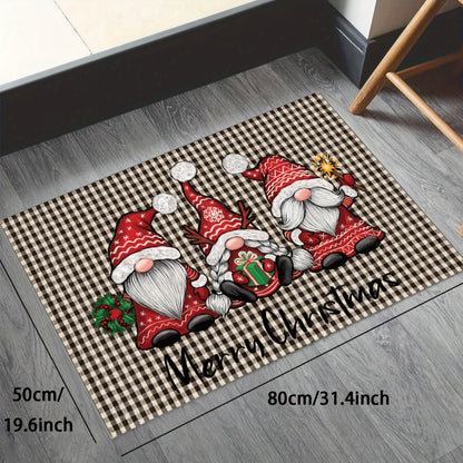 1 piece of Christmas-themed Santa Claus Crystal Velvet Floor Mat perfect for use in the living room, bedroom, kitchen, courtyard, or as an outdoor door mat. Weighing 180-300g.