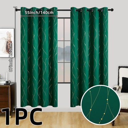 1 piece of geometric pattern curtain with heat insulating properties, featuring an oil print design for blackout purposes. This curtain has grommet top details and is suitable for home decor in the bedroom, living room, office, and study room.