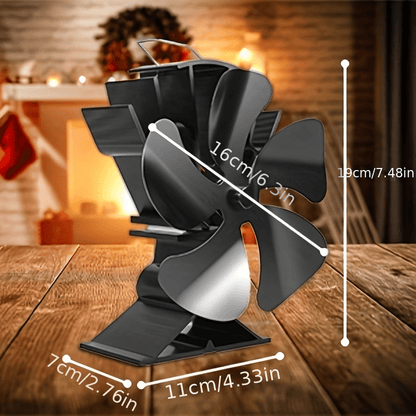 1 piece of 5-blade thermal stove fan made of high-efficiency aluminum designed for fireplaces. This fan operates quietly and is ideal for use with combustion stoves for hydronic heating. A great addition to your home supplies.