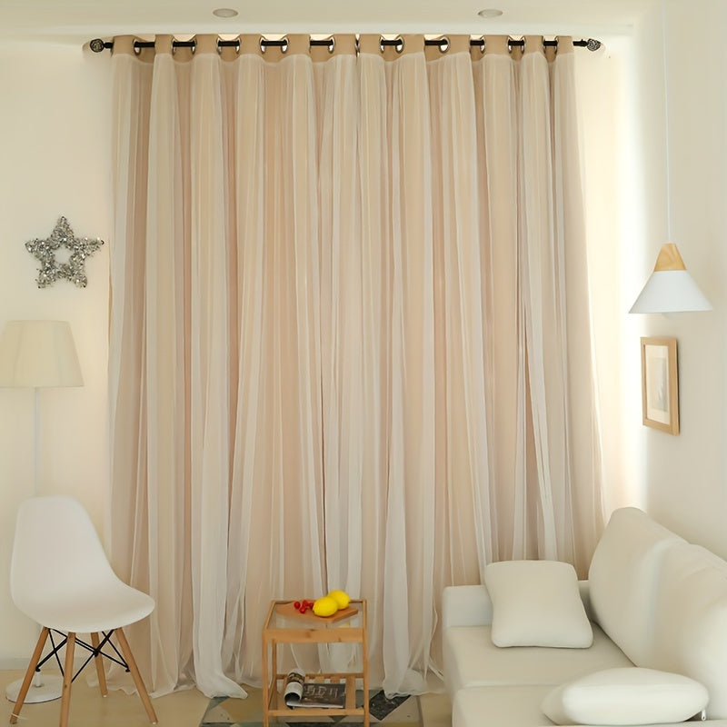 One Panel of Modern Beige Sheer Blackout Thermal Curtains with Grommet Top for Bedroom, Living Room, or Kids Room - Hand Washable Plain Weave Insulated Drapes with a Pastoral Theme - Made of Unlined Polyester