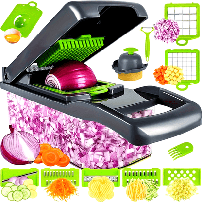 - Set of 16 Pieces: Vegetable Shredder, Multifunctional Fruit Slicer, Manual Food Grater, Vegetable Slicer, Knives, Containers, Onion Shredder Chopper with Interchangeable Blades
- Household Potato Shredder and Kitchen Supplies
- Kitchen Gadgets for all