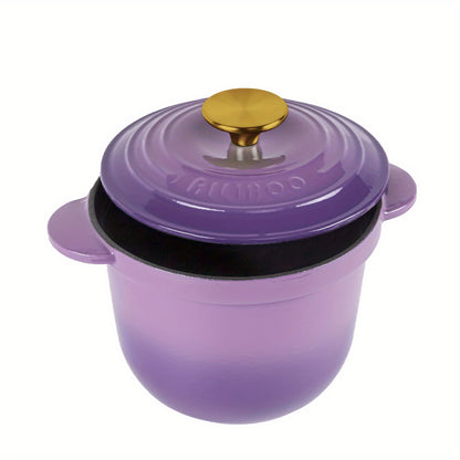 1 piece of enameled cast iron Dutch oven with lid, measuring 18.01cm and holding 2L/0.5Gal. This deep stockpot is perfect for soups and other dishes, made of heavy-duty materials. It is a must-have in every kitchen for cooking enthusiasts, complete with