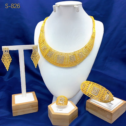 Zinc Alloy Jewelry Set inspired by Arabian and Urban Fashion - Includes Necklace, Bracelet, Earrings, and Ring; Features Crystal Embellished Droplet Design perfect for Bridal, Party, Engagement, Wedding occasions; Ideal Valentine's Day Gift for all