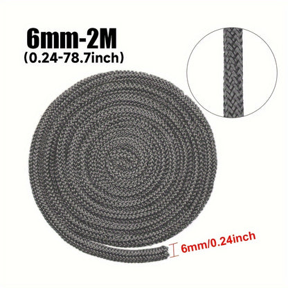 1 piece of fireproof seal rope gasket designed for wood burning stove doors. Features a diameter of 6-12mm and a length of 2 meters. This gasket is highly temperature resistant and is an essential fireplace accessory for home heating.