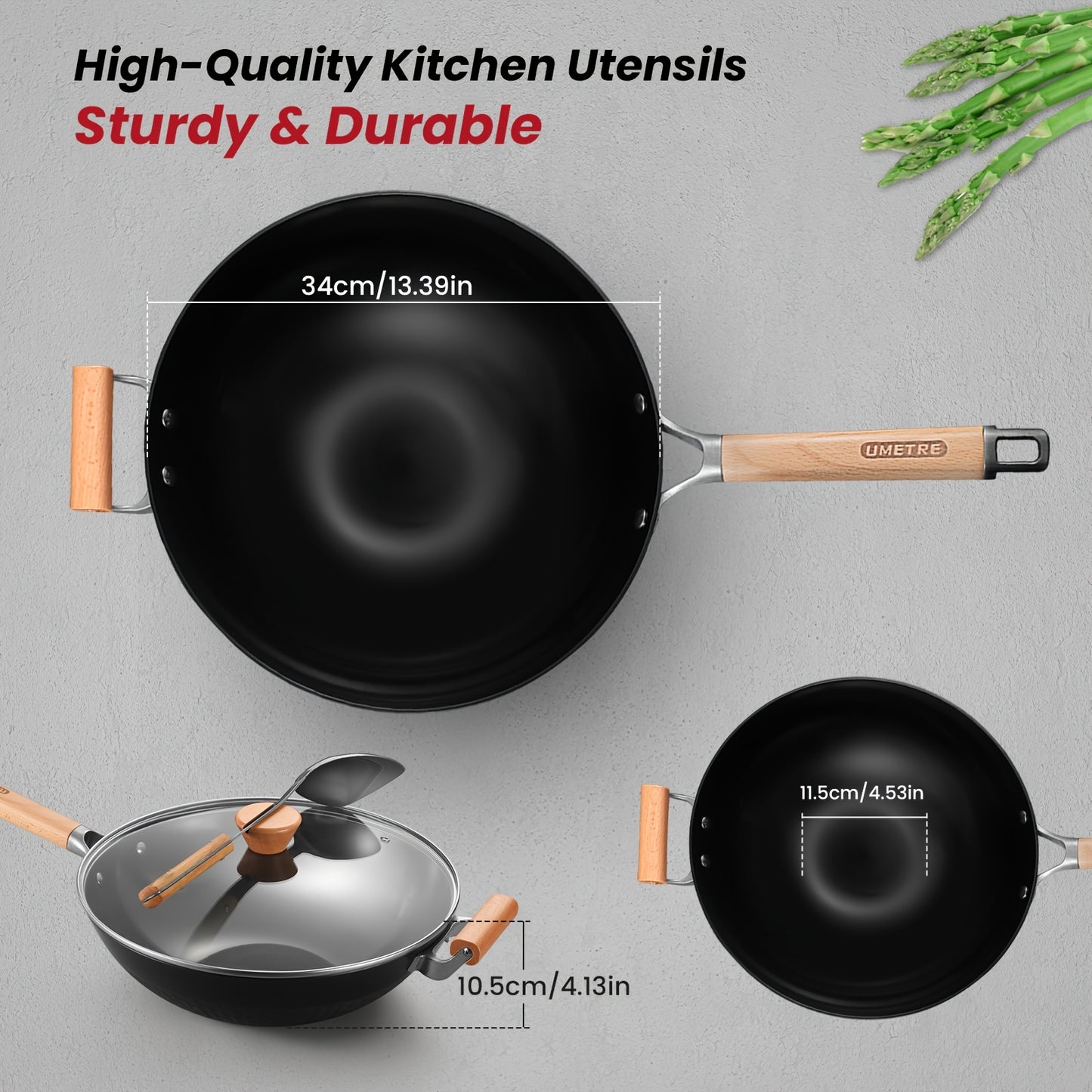 1 piece of a versatile cooking pan set including a cast iron omelette pan, uncoated iron cooking pan, Chinese wok, traditional Japanese pan, and black carbon steel pan. Suitable for use on electric, induction, and gas stoves.