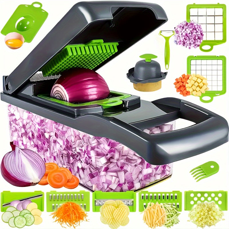 - Set of 16 Pieces: Vegetable Shredder, Multifunctional Fruit Slicer, Manual Food Grater, Vegetable Slicer, Knives, Containers, Onion Shredder Chopper with Interchangeable Blades
- Household Potato Shredder and Kitchen Supplies
- Kitchen Gadgets for all