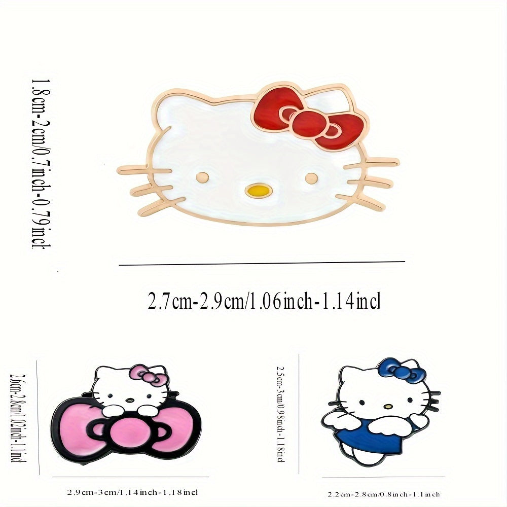 [Officially Licensed] Set of 5/10 Hello Kitty Brooches for both Men and Women, featuring Hello Kitty as a Guitarist and Chef. These Fashionable Enamel Pins are made of Metal Paint, perfect for decorating Backpacks, Clothing, or Wallets.