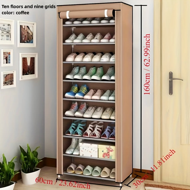 1 Multi-layer Shoe Rack with a Dustproof Curtain, Easy-to-Assemble Shoe Cabinet with Multiple Layers, Space-Saving Shoe Rack with Dustproof Design, Home Storage Organizer for Entryway, Hallway, Bedroom, Living Room, or Dormitory.