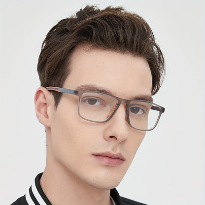 [Top Pick] GzHilovingL Sporty TR90 Reading Glasses - Lightweight, Blue Light Blocking, Stylish Smoky Gray Rectangular Frame with Orange Detail, Unisex Comfortable Fit, High Quality Optical Eyewear with Diopter Range up to +4.0, GZHILOVINGL