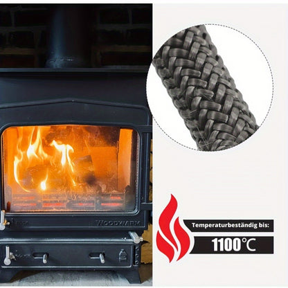 1 piece of fireproof seal rope gasket designed for wood burning stove doors. Features a diameter of 6-12mm and a length of 2 meters. This gasket is highly temperature resistant and is an essential fireplace accessory for home heating.