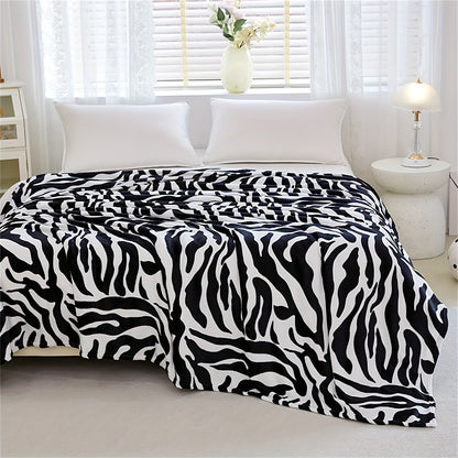 Zebra Patterned Blanket, Luxuriously Soft Throw Blanket Ideal for Snuggling Up on the Couch, Sofa, Office, Bed, Camping or Travel. The perfect multi-purpose gift blanket that can be used in all seasons.