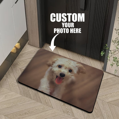 [Most Loved] Personalized Photo Door Mat, Customized Welcome Mat with Family Name, 100% Polyester - Hand Wash Only