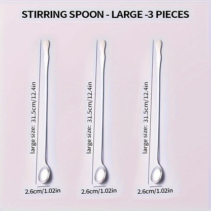 1 Pack of 3 or 6 Long Handle Coffee Stirring Spoons, Mini Espresso Spoons