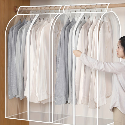 1 piece of a clear hanging garment bag for organizing your closet. This bottom-closed garment rack cover is extra large and seals off your wardrobe clothes, protecting coats, suits, dresses, and more. Perfect for dorm rooms and bedroom wardrobes, this