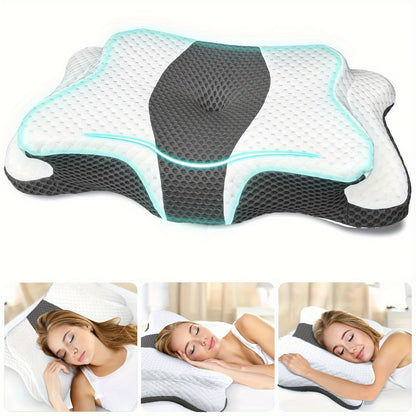 - Orthopedic Ergonomic Pillow with 1pc Cervical Pillow for Neck and Shoulder Support
- Designed with Ear Piercing Design Memory Foam for Comfort
- Ideal for Contour Bed Side, Back, and Stomach Sleepers