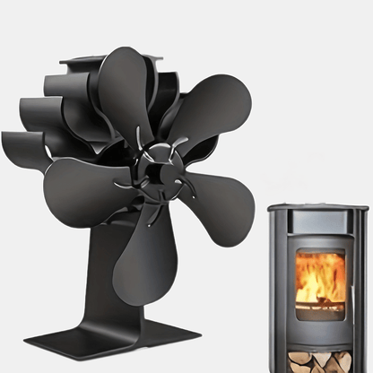 1 piece of 5-blade thermal stove fan made of high-efficiency aluminum designed for fireplaces. This fan operates quietly and is ideal for use with combustion stoves for hydronic heating. A great addition to your home supplies.