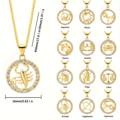 1 piece of 12 Constellations pendant, made of 18K gold-plated material. Featuring the twelve zodiac shapes in golden jewelry, this fashionable pendant necklace is perfect for men. An excellent choice for gifts, especially for Father's Day.