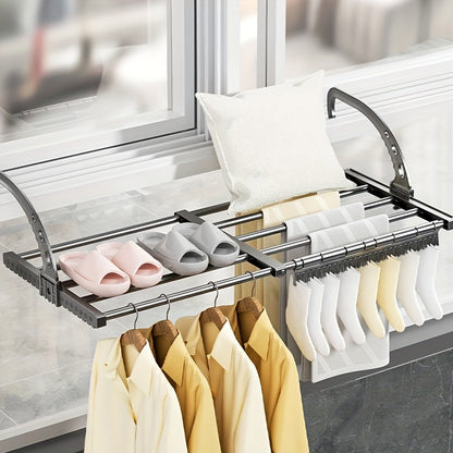 [Top Pick] Over-the-Door Clothes and Shoe Drying Rack - Extendable, Adjustable Hooks for Space Saving Air Circulation, Ideal for Home and Balcony, Drying Racks