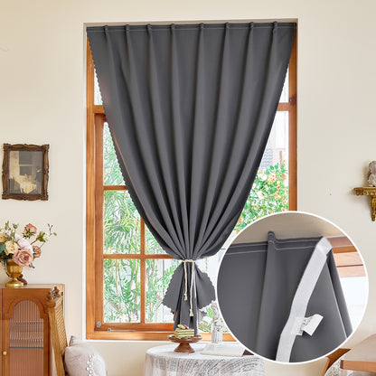 [Top Pick] Convenient Blackout Curtain Without Rod - Blocks UV Rays, Simple to Install, Ideal for Bedroom, Living Room & Kitchen Decor, Easy to Wash, Adhesive, Window Drapes