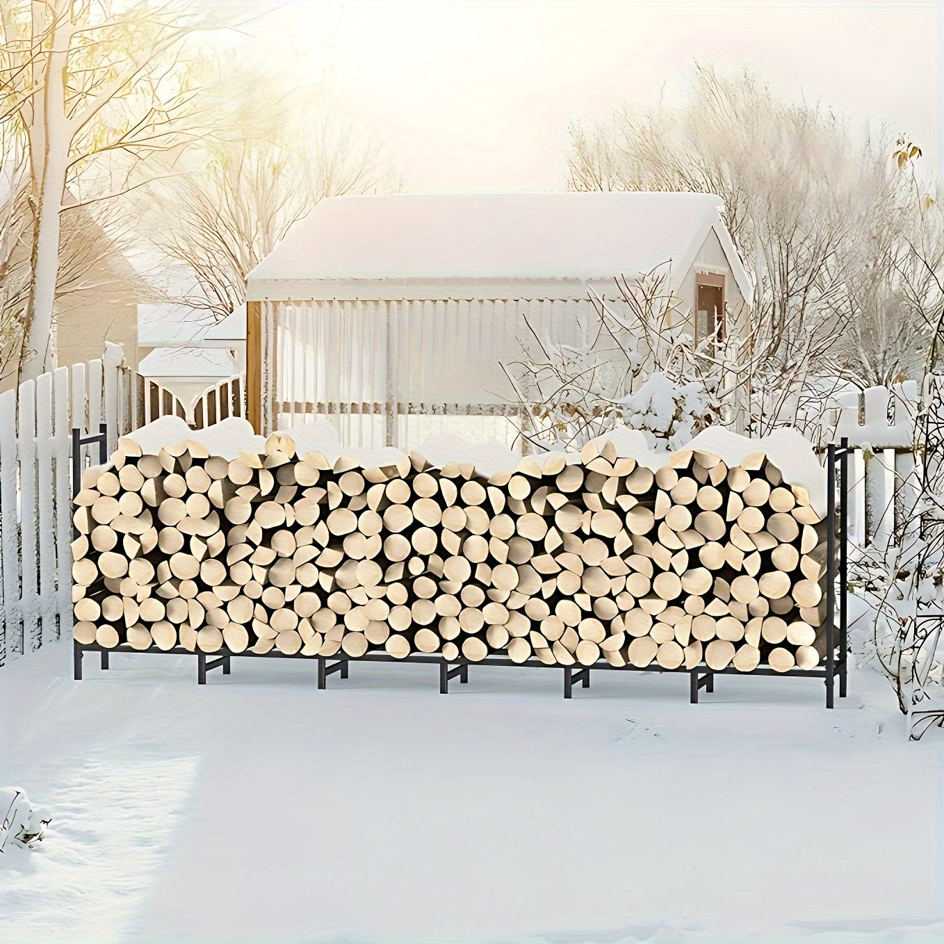 1 piece of an adjustable heavy-duty firewood rack designed for both indoor fireplace and outdoor wood storage, perfect for organizing your household gadgets.