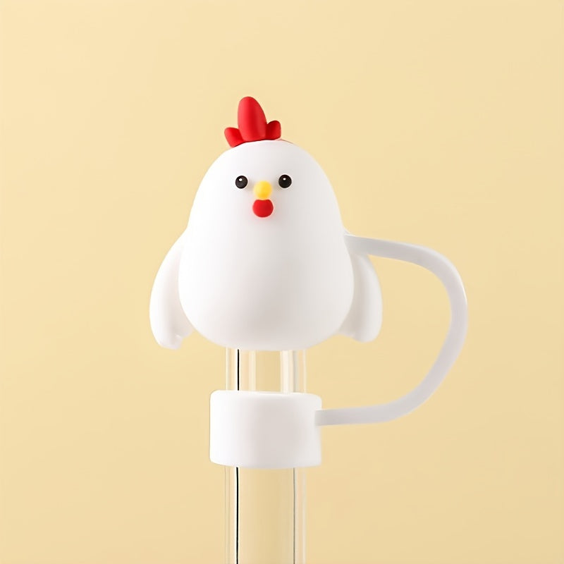 1 piece of a new cartoon straw cap made of food-grade silicone material. This creative straw cover is suitable for 10mm/0.4inch straws and is reusable. It is safe and dustproof, making it perfect for parties as a gift or decoration on party cups.