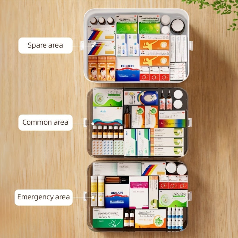 1 piece of a sturdy and convenient medicine organizer - Made of waterproof material, with multiple compartments for storing medicines at home and while traveling. It is lightweight, easy to clean, and can be stored under the bed.