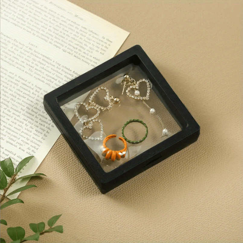 [Best Seller] One piece of transparent PE film jewelry box designed for showcasing necklaces, earrings, rings, and other jewelry on counters. The box measures 9cm * 9cm and is sealed to prevent moisture, ensuring that your jewelry remains free from