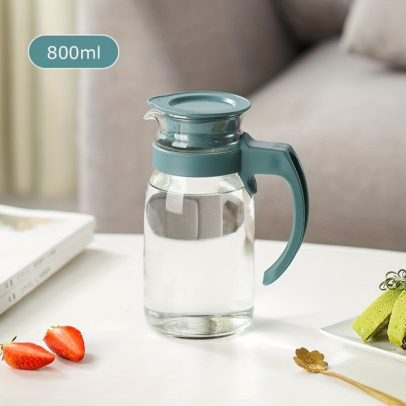 [Best-Selling] Stylish Large Glass Water Jug with Handle - Available in 800/1100/1400ml, Perfect for Cold Drinks, High-Temperature Resistant for Home Use and Kitchen Storage|Unique Handle Design|Made with Durable Borosilicate Glass