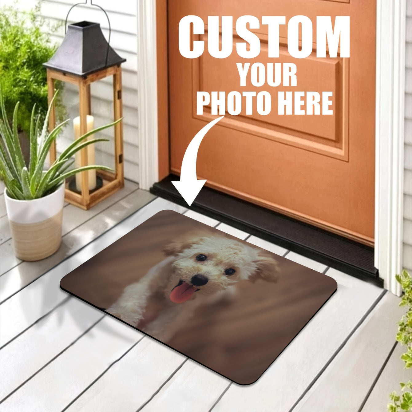 [Most Loved] Personalized Photo Door Mat, Customized Welcome Mat with Family Name, 100% Polyester - Hand Wash Only