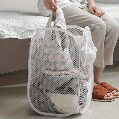 - Round, High-Capacity Mesh Laundry Hamper with Handles - Collapsible Design, Ideal for Storing Dirty Clothes & More - Made of Durable Polyester Fiber