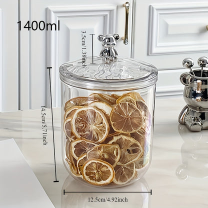 1 Piece Large Capacity Sealed Jar for Storage of Coffee Beans, Snacks, and Candy, Multipurpose, Reusable Container with Ultra-Clear Design