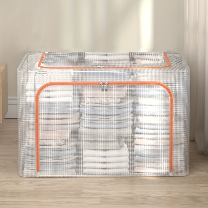 1 piece of Clothes Storage Box, featuring a Steel Frame with Large Capacity for organizing, Folding design for easy storage, suitable for Quilts and other household items. This Waterproof and Moisture-proof Wardrobe Storage Box is a must-have accessory