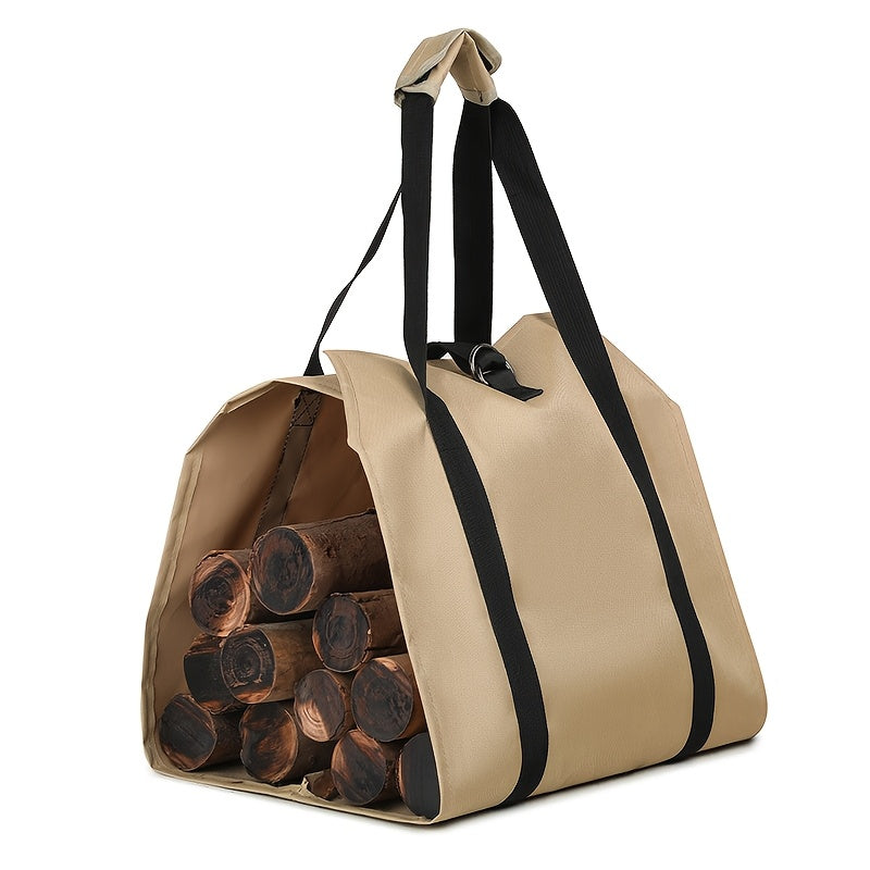 1 piece of Durable PVC Firewood Carrier Bag, Heavy duty Log Tote for Outdoor Camping and Firewood Transportation, Portable Wood Handling Tool