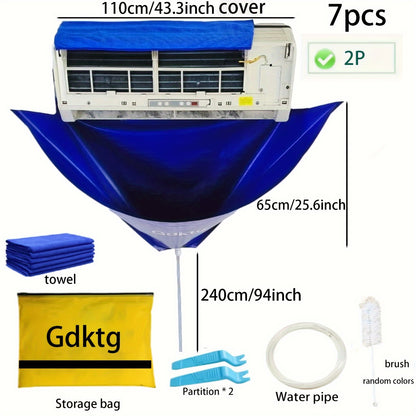 1 piece of Hanging Air Conditioner Thickened Cleaning Cover (95/130cm) for Home Dust Removal. Includes Cleaner Water Bag Set with Brush, Towel, and Water Pipe for a Special Air Conditioner Cleaning.