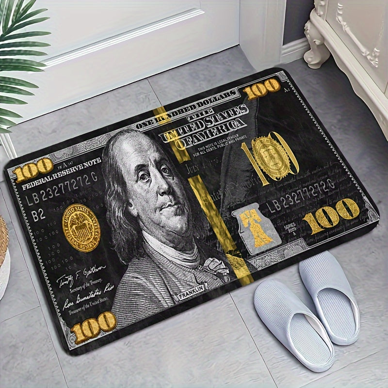 1 piece of a Black Figure & Money Anti Fatigue Polyester Mat, a Soft Cozy $100 Rug for Entryway, Bedroom, Living Room, Reading Room, Laundry Room, or Hallway Carpet.