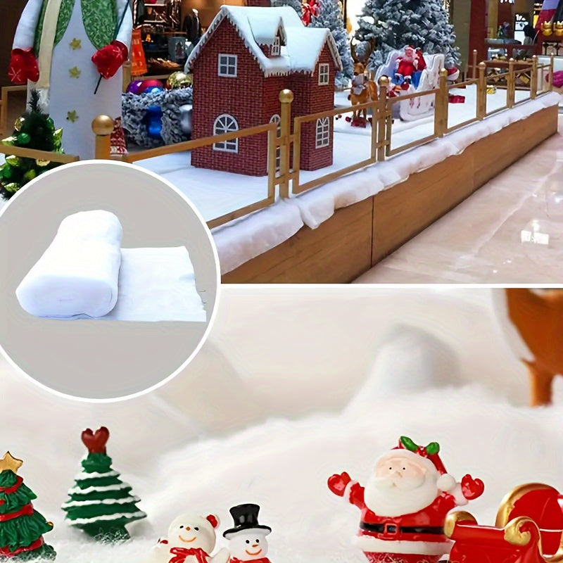 1 piece of Artificial Snow Roll - Perfect for Christmas tree decoration, party table mat, table decoration, or white photo background. This thick, soft blanket holiday fake snow blanket cover is ideal for DIY projects and filling material.