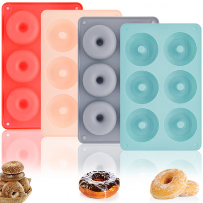 1 piece of a 6-Cavity Silicone Donut Mold for Baking, designed to withstand high temperatures. Ideal for creating large donut cakes, puddings, jellies, and chocolates. Can also be used as a DIY handmade soap, wax, or resin mold. A versatile kitchen tool