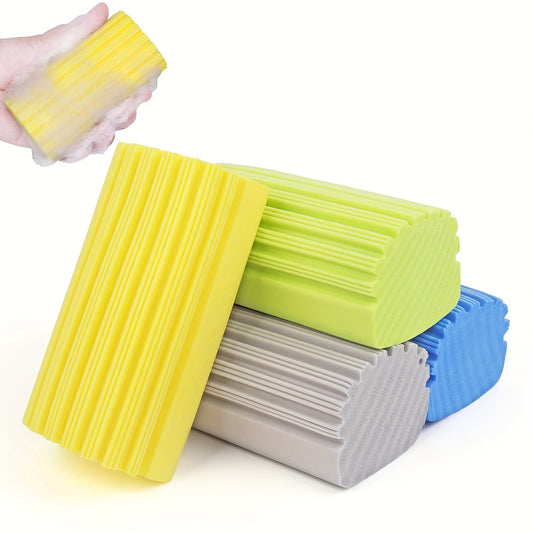 Yellow Damp Dusting Sponges - Set of 4, Household Cleaning Sponges for Baseboards, Blinds, Vents, Windows, and more! Scrub away dirt with the Magic Sponge Eraser - Reusable and convenient cleaning tool. Perfect for all your cleaning needs.