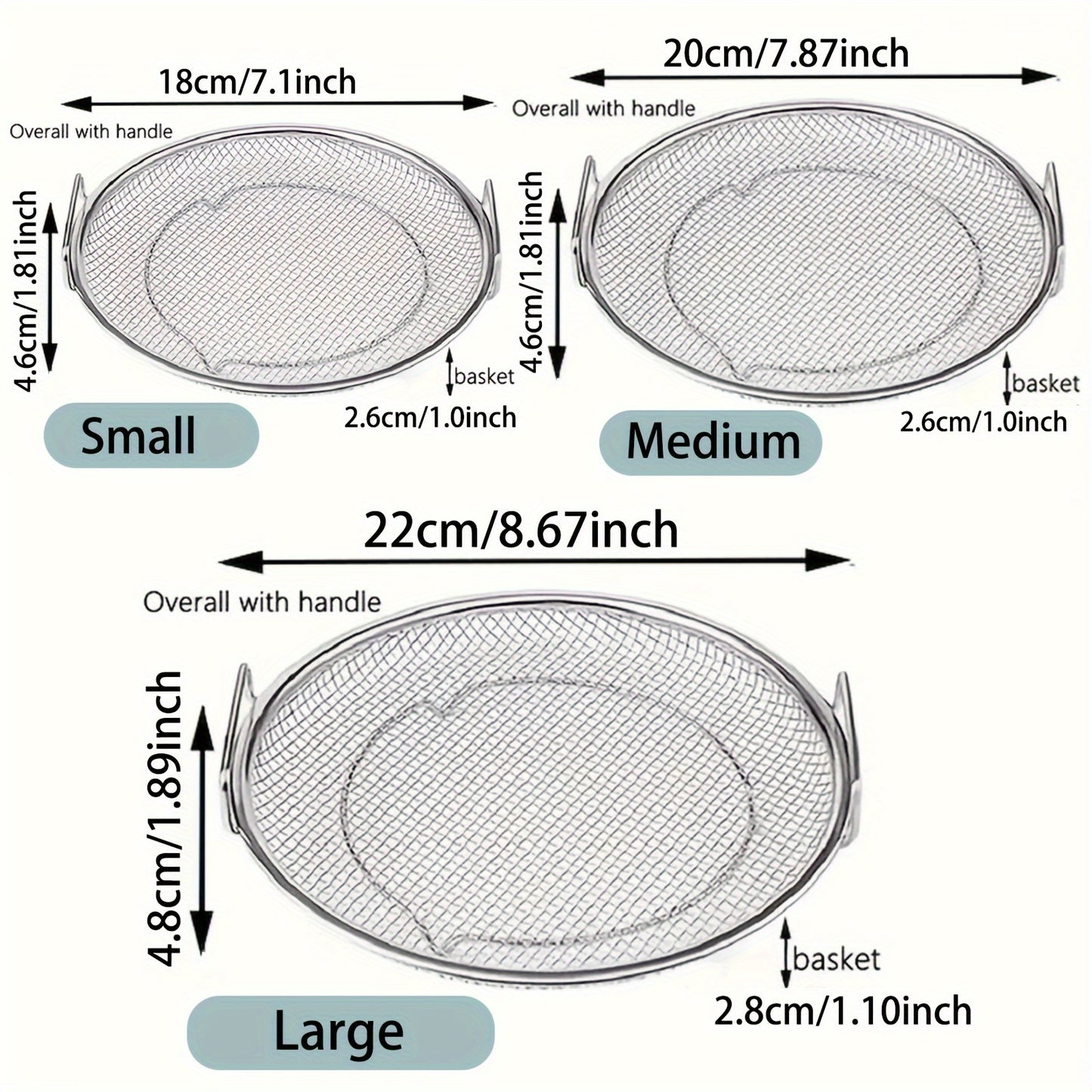 1 piece of a crisper basket that can be used for air frying and baking. This non-stick round tray comes with a mesh grill to catch grease, making it perfect for cooking crispy foods. Made of stainless steel, this basket is a handy kitchen tool and