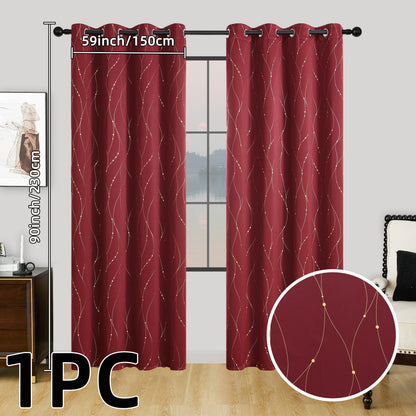 1 piece of geometric pattern curtain with heat insulating properties, featuring an oil print design for blackout purposes. This curtain has grommet top details and is suitable for home decor in the bedroom, living room, office, and study room.