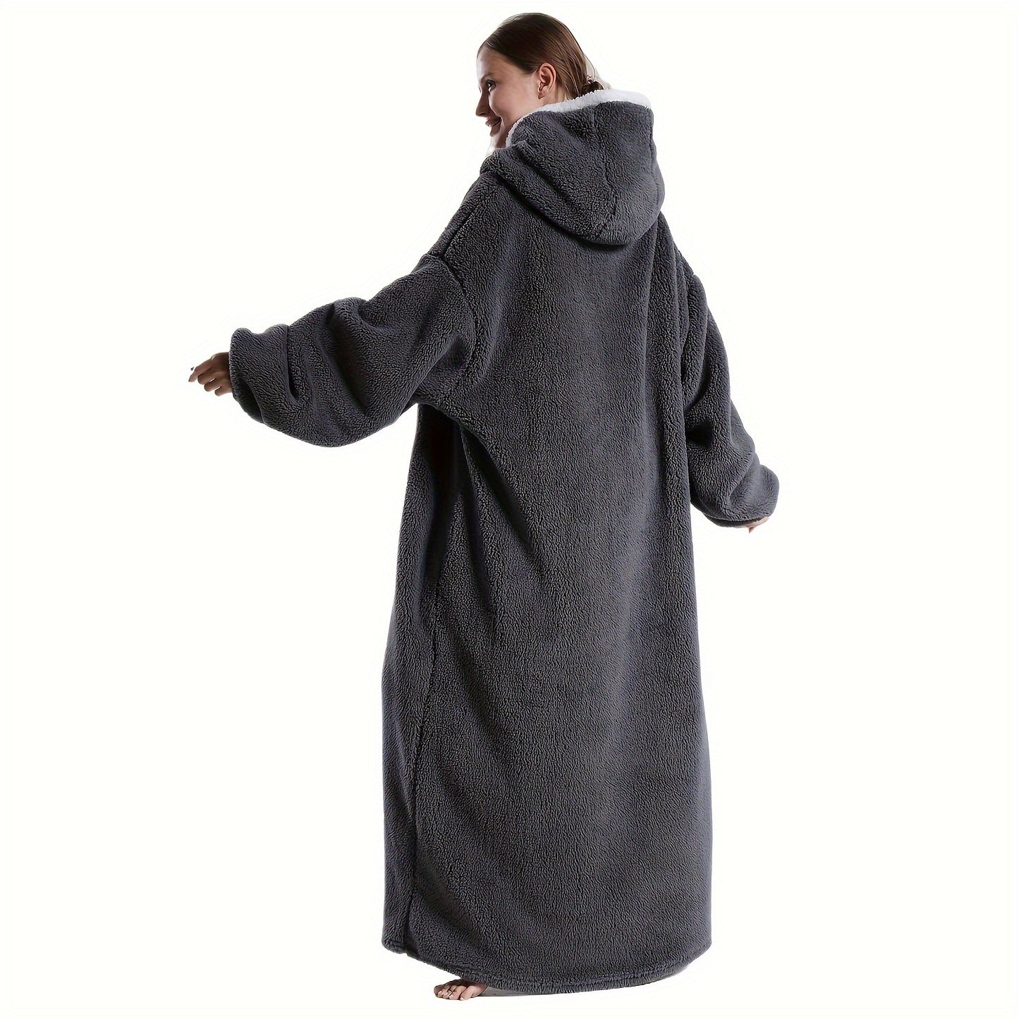 [Reliable] Super-Soft Oversized Hoodie Blanket - Extra-Long Wearable Sweatshirt with Large Pockets for Men and Women, Cozy Red Color