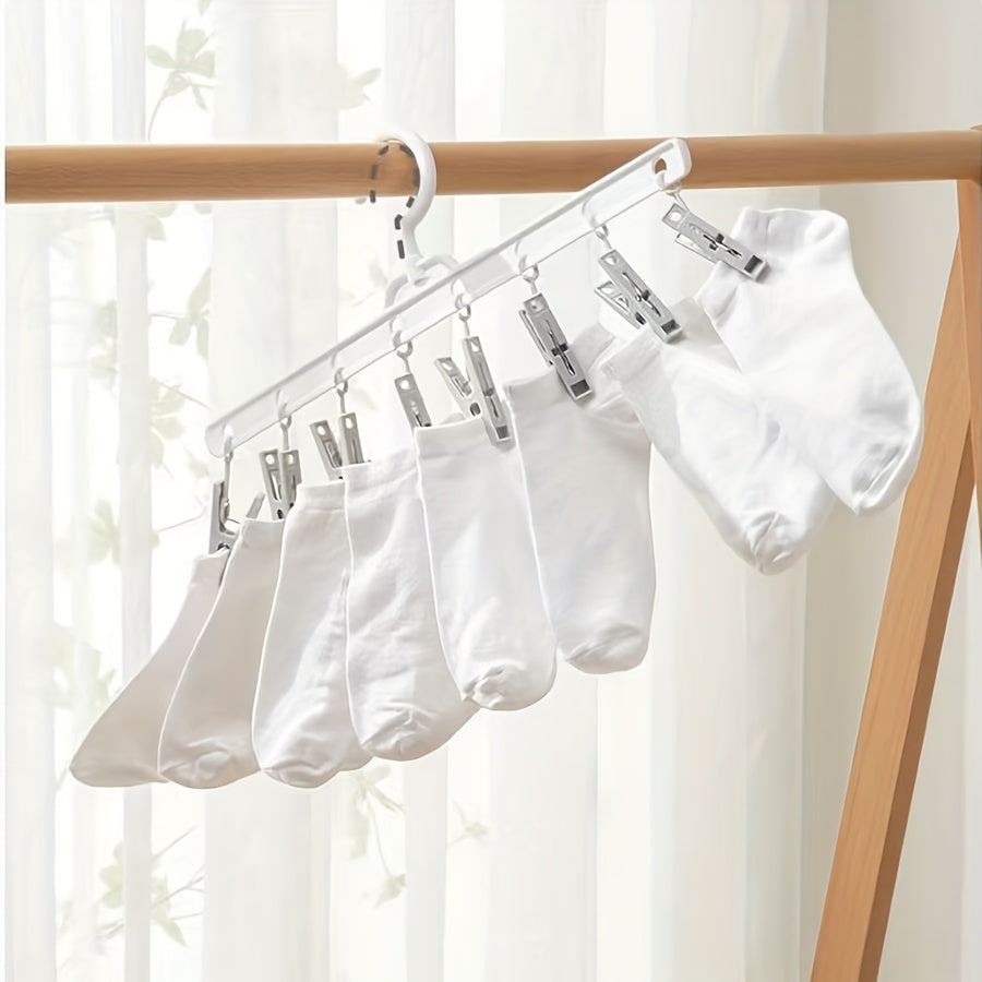 1 piece of 8 Clothespins Hanger, perfect for drying socks and underwear in student dormitories and homes.