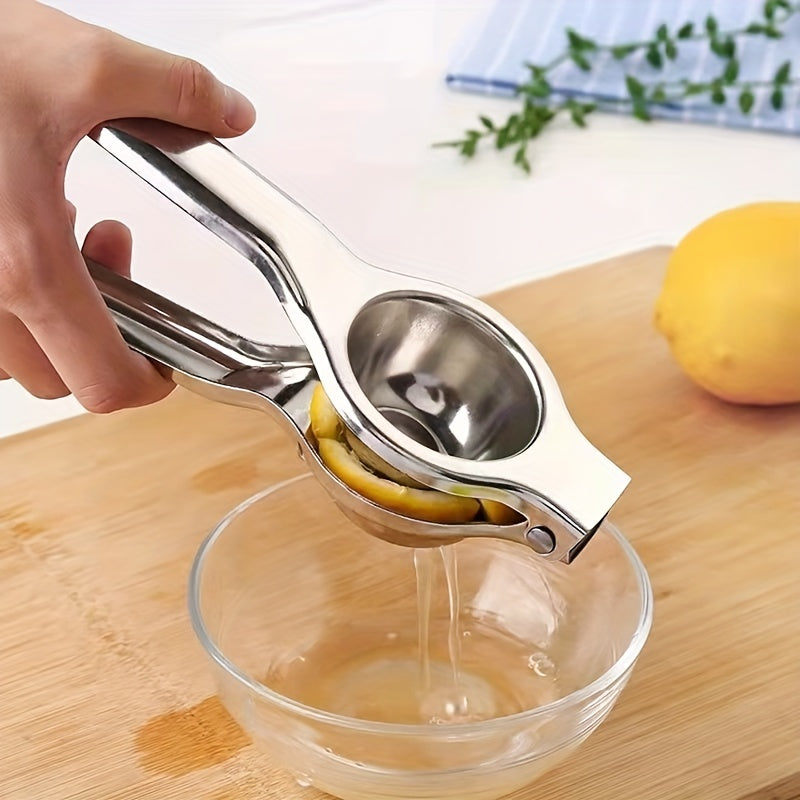 1 piece of Citrus Juicer, a versatile Lemon Juicer that can also be used for oranges, a creative and manual juicer made of stainless steel. This Citrus Squeezer is a must-have item for your kitchen, as it is a multifunctional tool that can easily extract