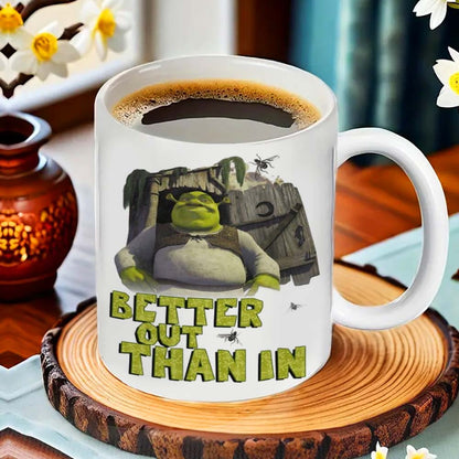 1 piece Amusing Ceramic Mug with "Better Out Than In" Quote - Food-Safe, No Electricity Required, Perfect for Office, Camping, or Dining - Humorous Quote Coffee Cup