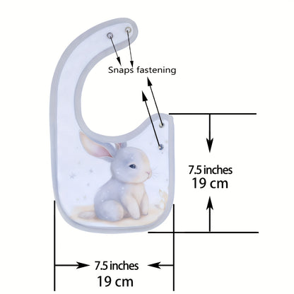 [Любимая вещь покупателей] Набор из 6 водонепроницаемых нагрудников для кормления с регулируемыми кнопками для мальчиков и девочек — милый мультяшный принт, идеально подходит для любого сезона