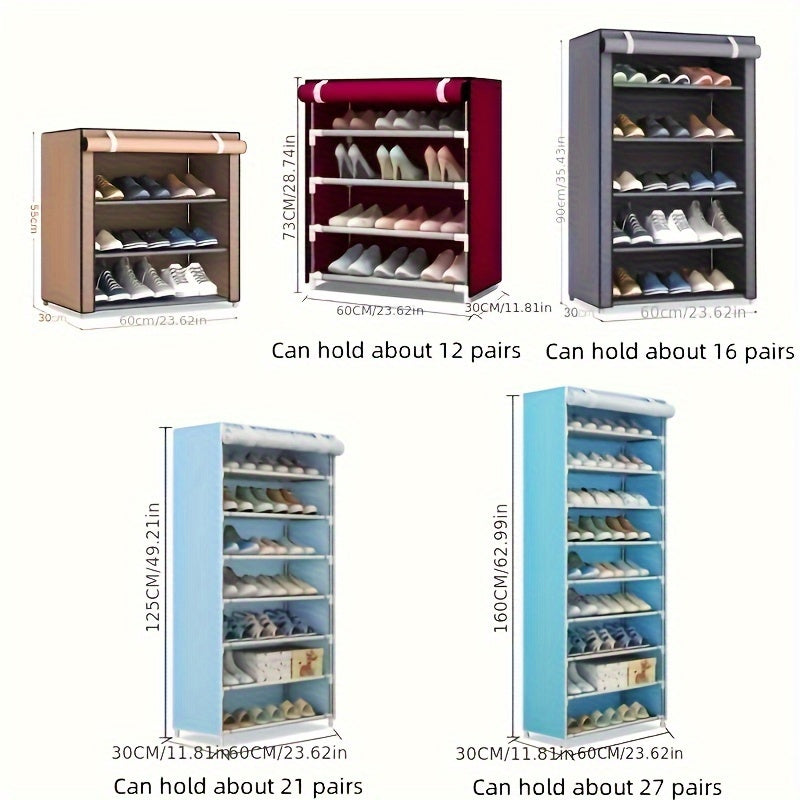 1 Multi-layer Shoe Rack with a Dustproof Curtain, Easy-to-Assemble Shoe Cabinet with Multiple Layers, Space-Saving Shoe Rack with Dustproof Design, Home Storage Organizer for Entryway, Hallway, Bedroom, Living Room, or Dormitory.