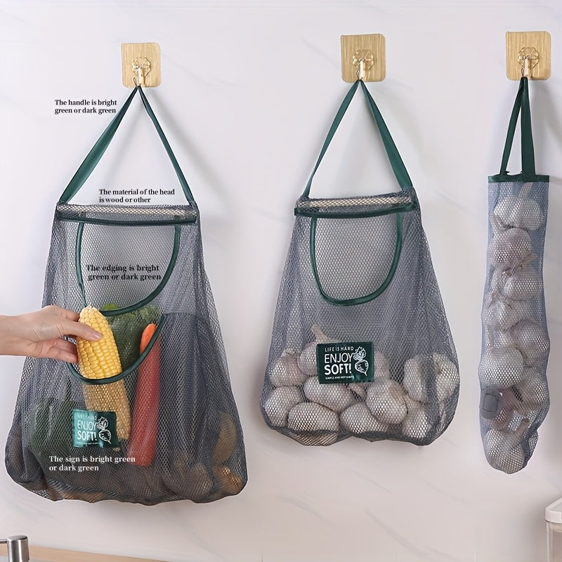 1 Kitchen Storage Bag for household use, perfect for storing vegetables and fruits. Can also be mounted on the wall for storing ginger and garlic.