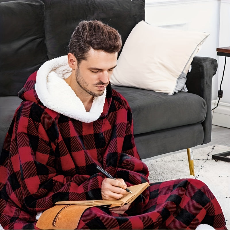 1 piece Hoodie Wearable Blanket for both Women and Men, an Oversized Blanket Sweatshirt that is Super Soft, Warm, and Comfortable. This Wearable Blanket Hoodie is perfect for Adults and comes with a Big Pocket for convenience. It can also be used as