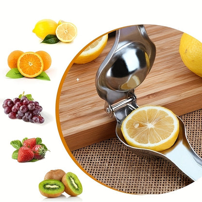 1 piece of Citrus Juicer, a versatile Lemon Juicer that can also be used for oranges, a creative and manual juicer made of stainless steel. This Citrus Squeezer is a must-have item for your kitchen, as it is a multifunctional tool that can easily extract