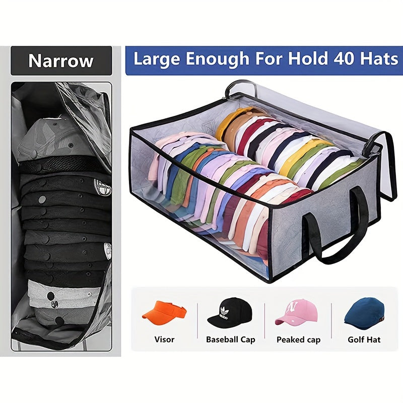 1 or 2 pieces of Hat Storage Dust Bags, Foldable Storage Bags for Hats and Clothes, Hanger Visible Storage Box with Transparent Plastic Lid and Windows, Organizer to Preserve Hat Shape and Keep it Clean.